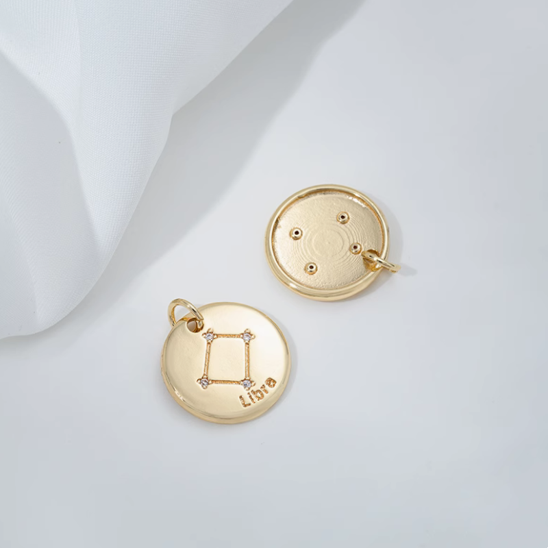 Brass Gilded Charms Piece Constellation 12 Star Map Pendant