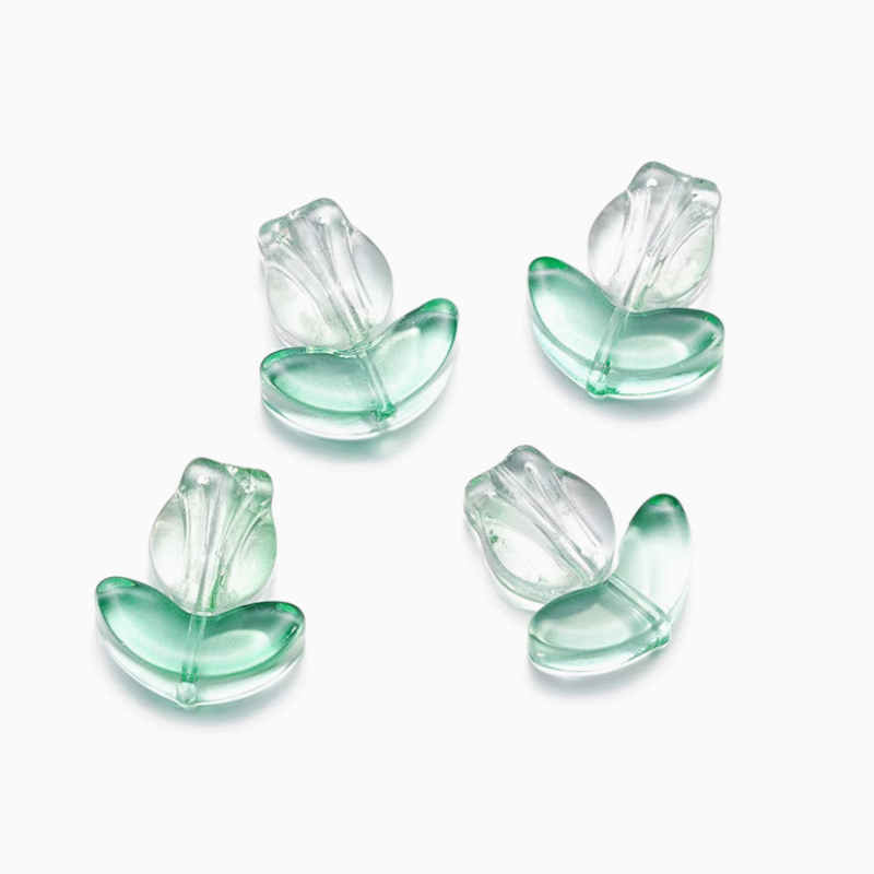 5pcs Glass Tulip Flower Pendant Transparent Buds Charms