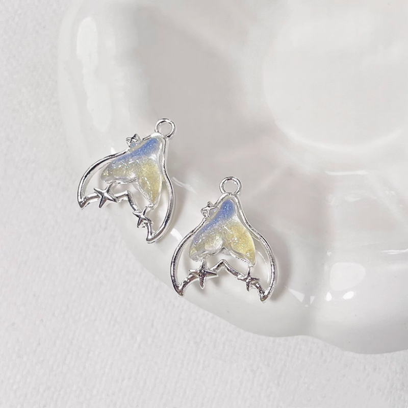 Resin Shine Fantastic Fairy Whale Fish Tail Charms Pendants
