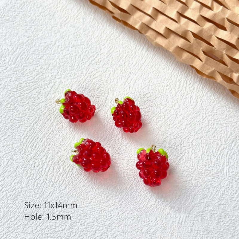 Resin Vivid Fruit Jewelry Charms Pendant Grape Bud Raspberry