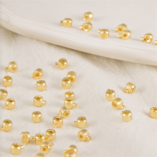 10pcs Brass Pinch Clip-Cylinder Position Beads 18K Plated 2x3.2mm- CMGY-05