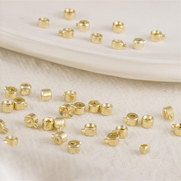 10pcs Brass Pinch Clip-Cylinder Position Beads 14K Plated 2x3.2mm- CMGY-07