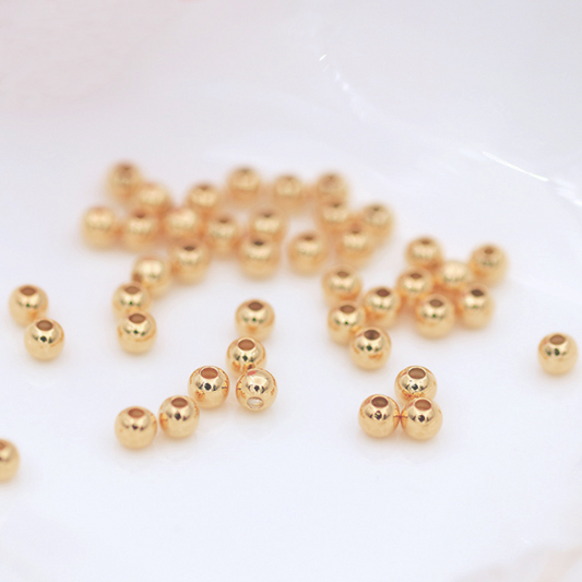 100pcs Brass 4mm(big hole) Spacer Round Bead Rose Gold Plated - AMYQ-52