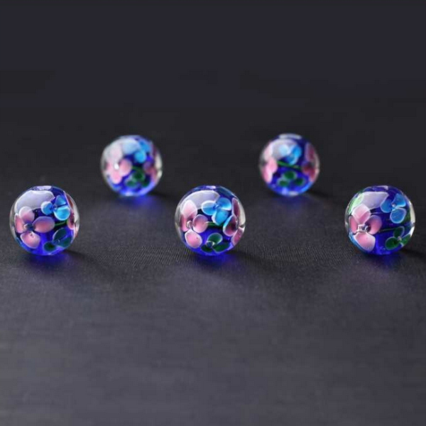 5pcs Glass Beads Luminous And Inner Flower Painting
