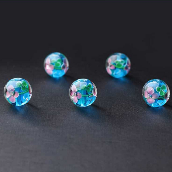 5pcs Glass Beads Luminous And Inner Flower Painting