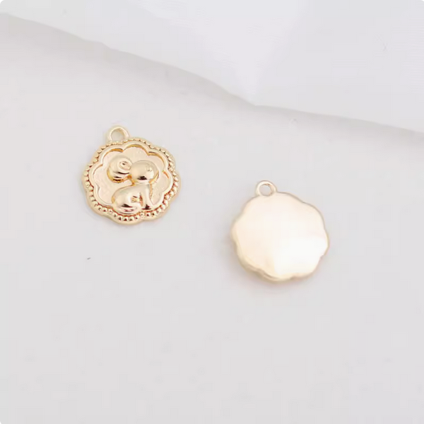 Brass Gilded Pendant Piece Rose/Sun/Rabbit