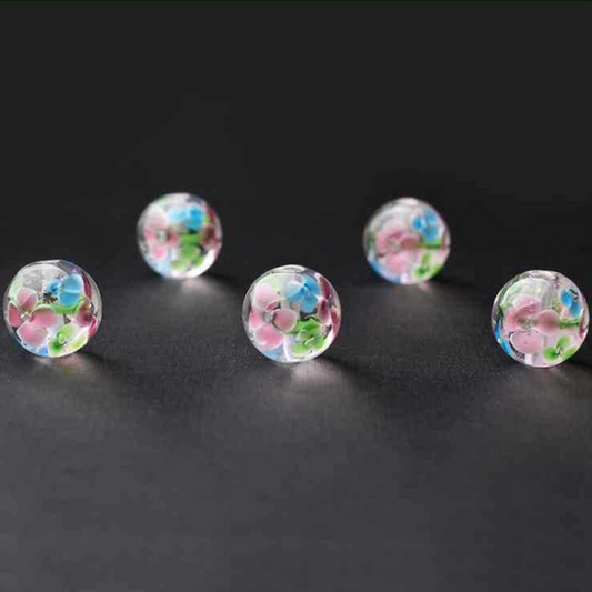 5pcs Glass Beads Luminous And Inner Flower Painting -GLYX-04
