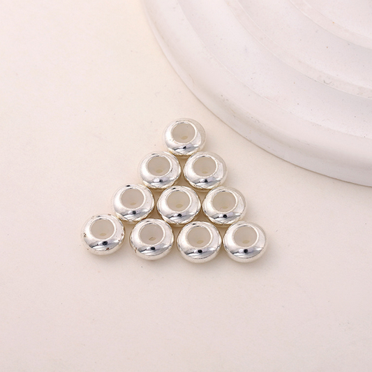 10pcs Brass 5mm Spacer Flat Round Bead With Silicone Silver Plated - AMSP-02