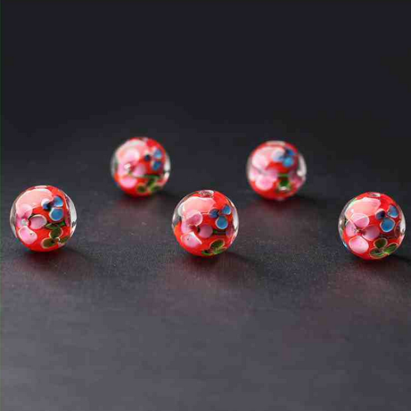 5pcs Glass Beads Luminous And Inner Flower Painting