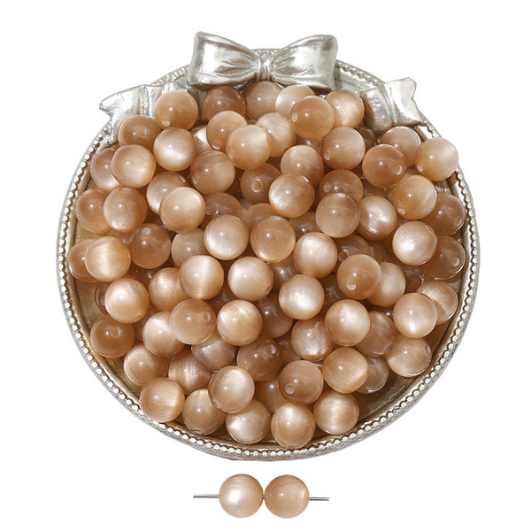 20pcs Resin Imitation Opals Cat's Eye Round Beads
