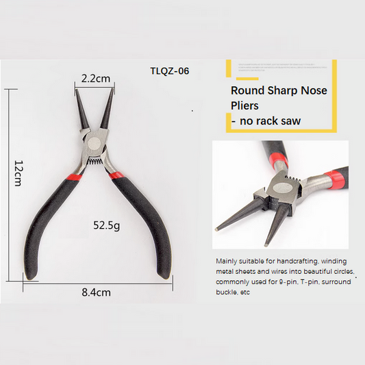 Stainless Steel Round Sharp Nose Pliers, No Rack Saw - TLQZ-06
