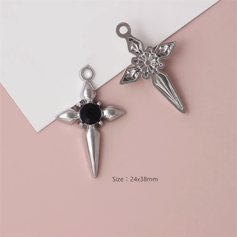 Alloy Platinum Plated Gothic Style Big Cross Pendants