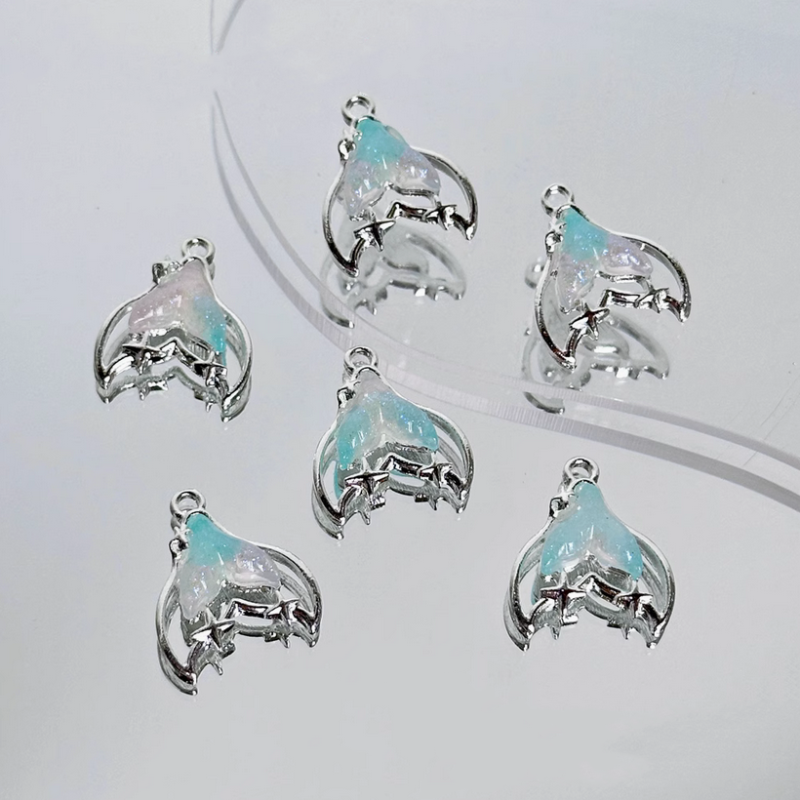 Resin Shine Fantastic Fairy Whale Fish Tail Charms Pendants