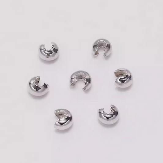 100pcs 5x6mm Half Round Open Crimp Beads / Knot Cover ,Platinum Plated- CMBK-06