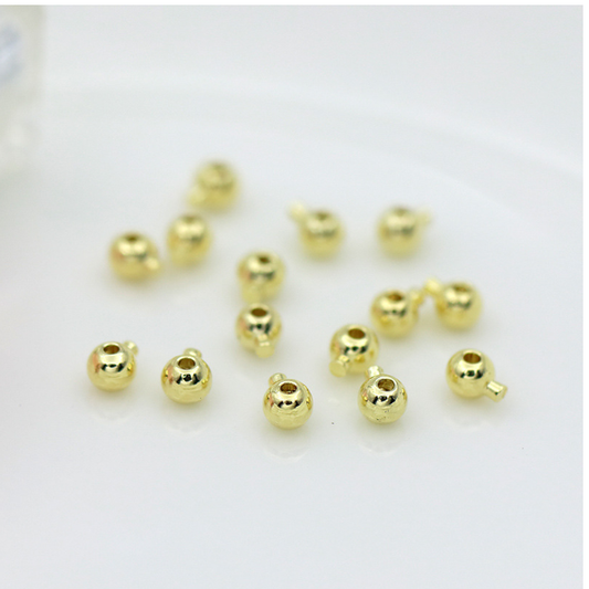 10pcs Brass Pinch Clip-Round Position 14K Plated Beads 4x3mm- CMYD-02