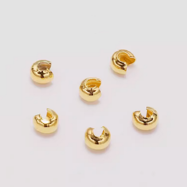 100pcs 4x5mm Half Round Open Crimp Beads / Knot Cover ,18K Plated- CMBK-08
