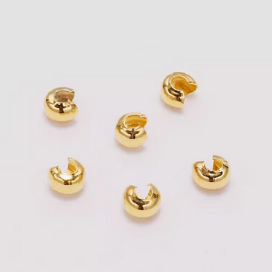 100pcs 4x5mm Half Round Open Crimp Beads / Knot Cover ,18K Plated- CMBK-08
