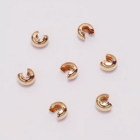 100pcs 4x5mm Half Round Open Crimp Beads / Knot Cover ,14K Plated- CMBK-11