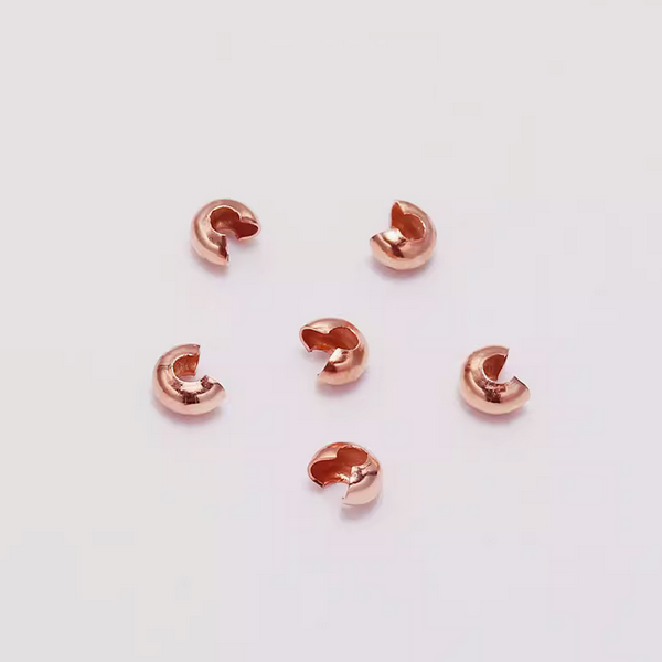 100pcs 4x5m Half Round Open Crimp Beads / Knot Cover ,Rose Gold Plated- CMBK-14