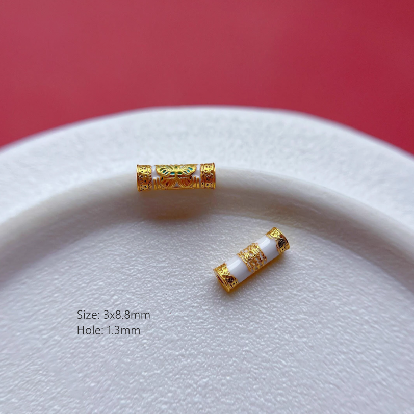 925 Silver Tube Spacer Beads Gilded Enamel Partitions