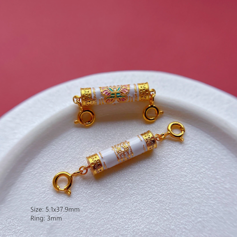 925 Silver Tube Spacer Beads Gilded Enamel Partitions