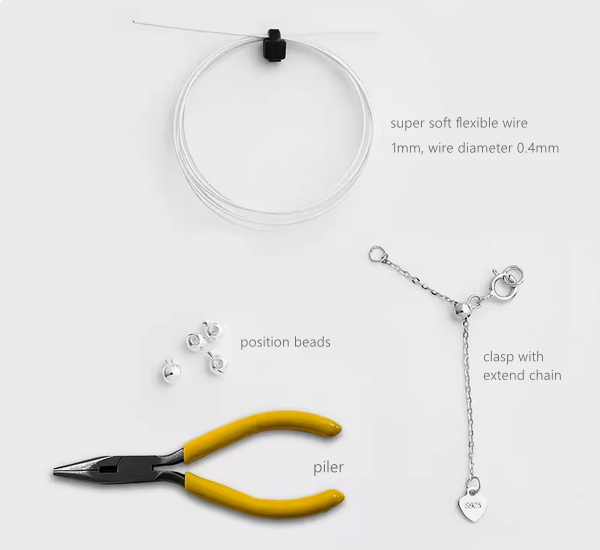 Soft Stainless Steel Wire Necklace ,Semi-Finished Set