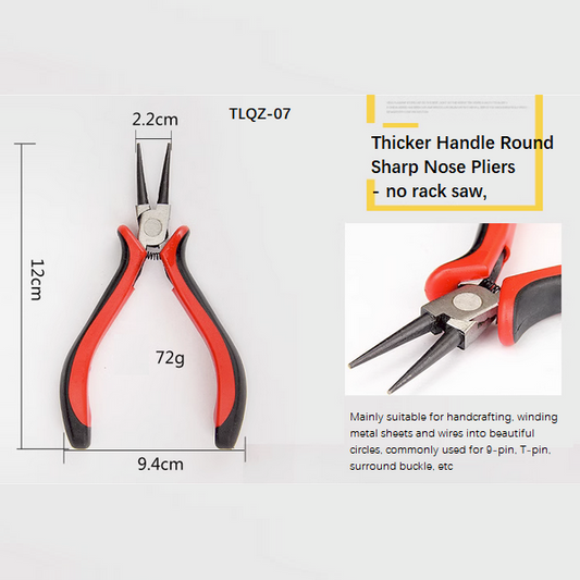 Stainless Steel Round Sharp Nose Pliers, No Rack Saw Thicker Handle- TLQZ-07
