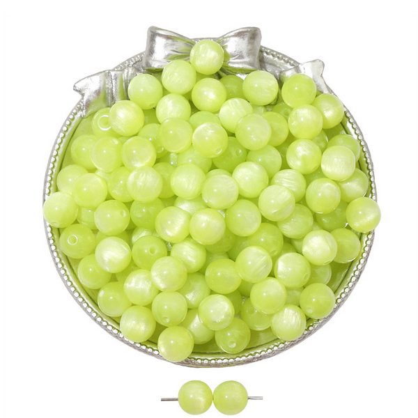 20pcs Resin Imitation Opals Cat's Eye Round Beads