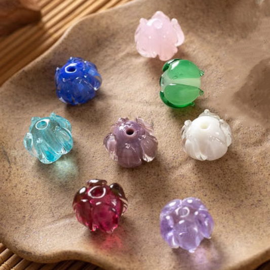 5pcs Lotus Bud Glass Partition Beads Spacer