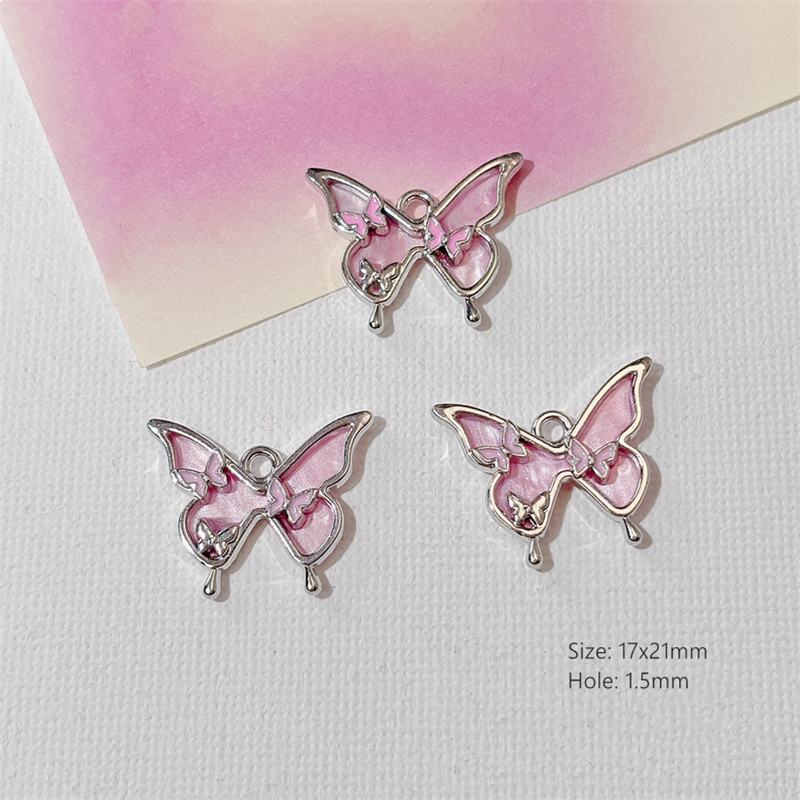 Alloy Pendants With Resin Pink Fairy Fantastic Charms