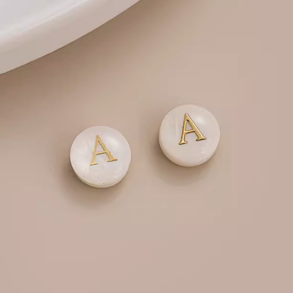 Shell Flat Beads Brass Gilded Letters Spacers Piece - PMSL-01