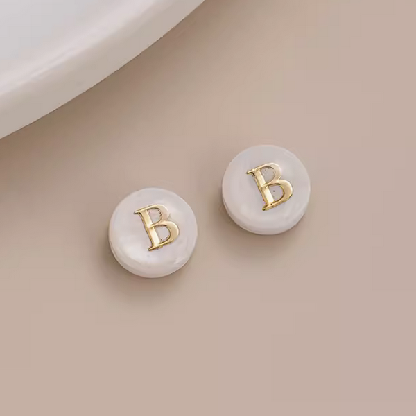 Shell Flat Beads Brass Gilded Letters Spacers Piece - PMSL-01