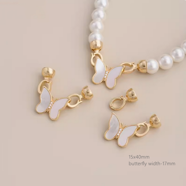 Brass Gilded Shell Butterfly Clip Fold Over Clasp