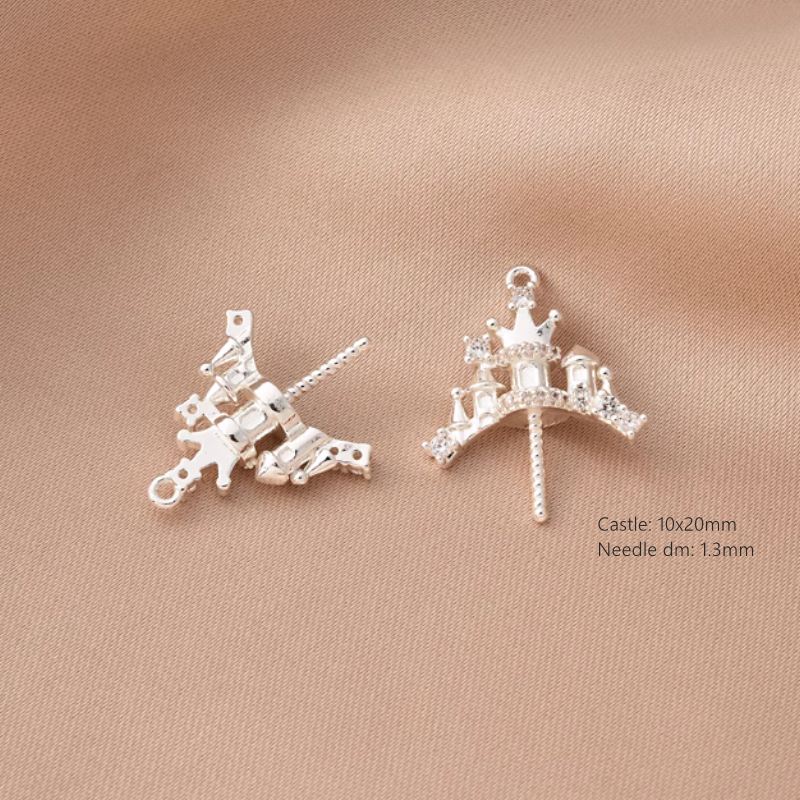Castle And Crown Special Made Beads Top Cap For Pearls Half Hole Holder