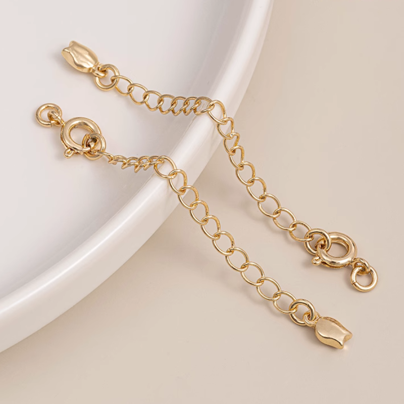 Brass Spring Ring Circle Clasp With Extend Chain Necklace Bracelet Connector Buckle
