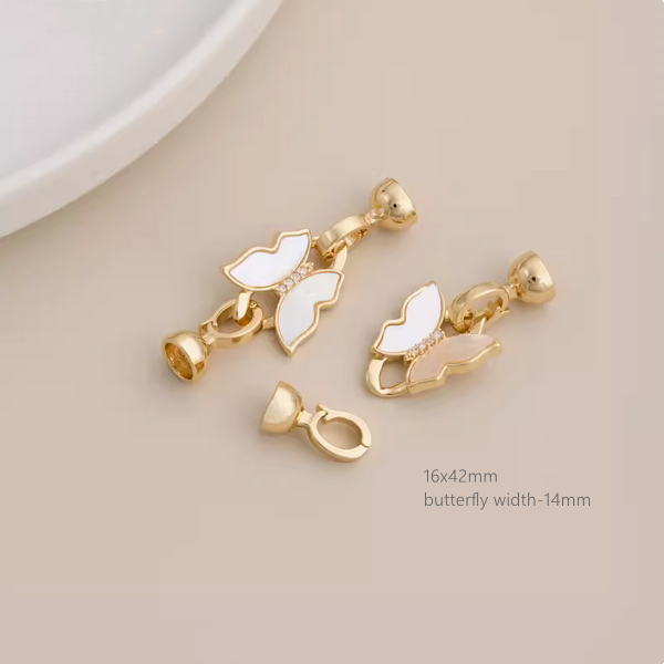 Brass Gilded Shell Butterfly Clip Fold Over Clasp