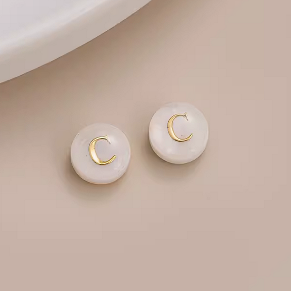 Shell Flat Beads Brass Gilded Letters Spacers Piece - PMSL-01