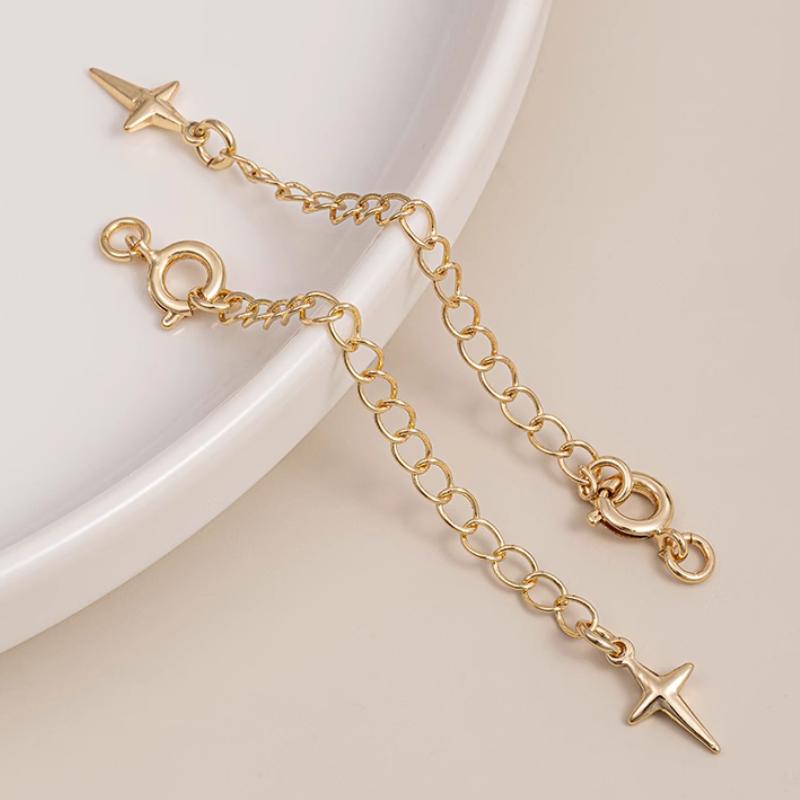 Brass Spring Ring Circle Clasp With Extend Chain Necklace Bracelet Connector Buckle