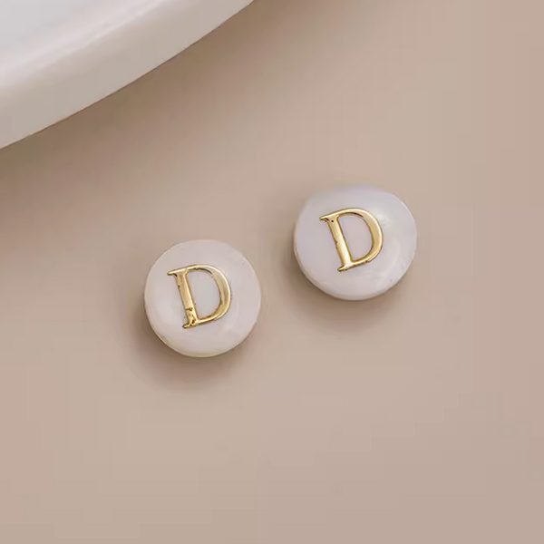 Shell Flat Beads Brass Gilded Letters Spacers Piece - PMSL-01