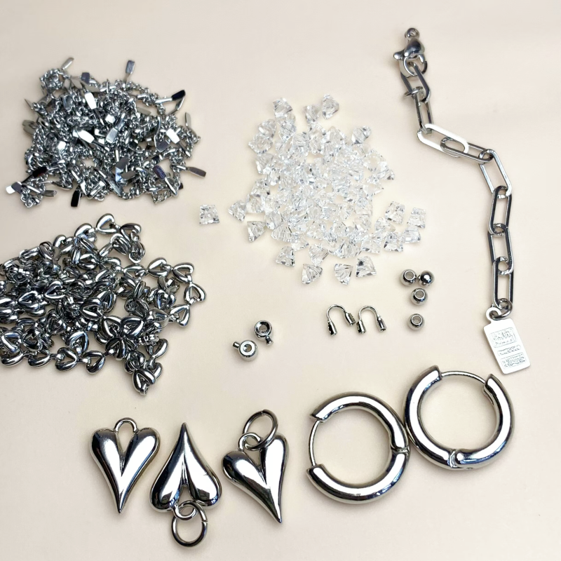 Crystal Beads DIY Material Necklace Heart Chain