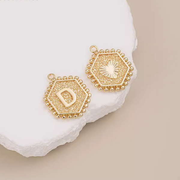 Brass Gilded Letter Words Pendant Piece Charms 14K Plated- PMAM-01
