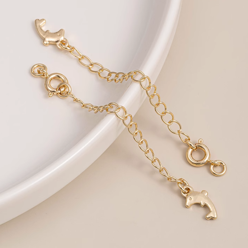 Brass Spring Ring Circle Clasp With Extend Chain Necklace Bracelet Connector Buckle