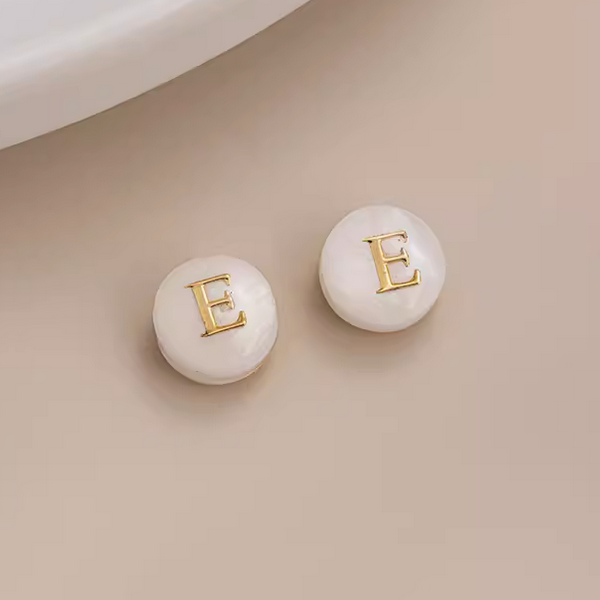 Shell Flat Beads Brass Gilded Letters Spacers Piece - PMSL-01