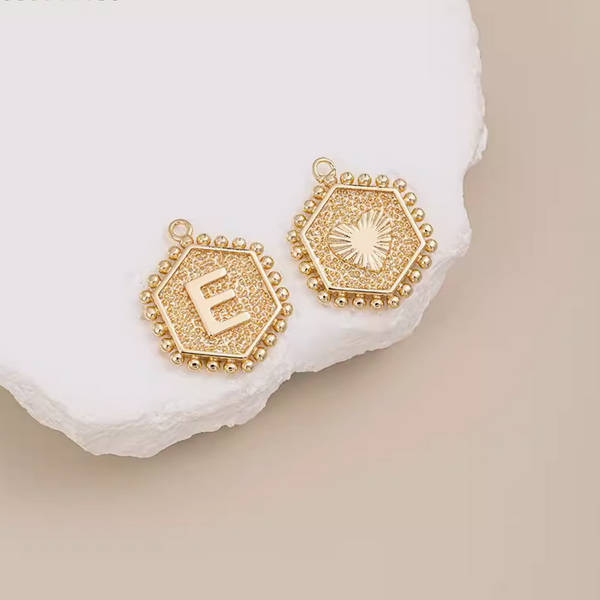 Brass Gilded Letter Words Pendant Piece Charms 14K Plated- PMAM-01