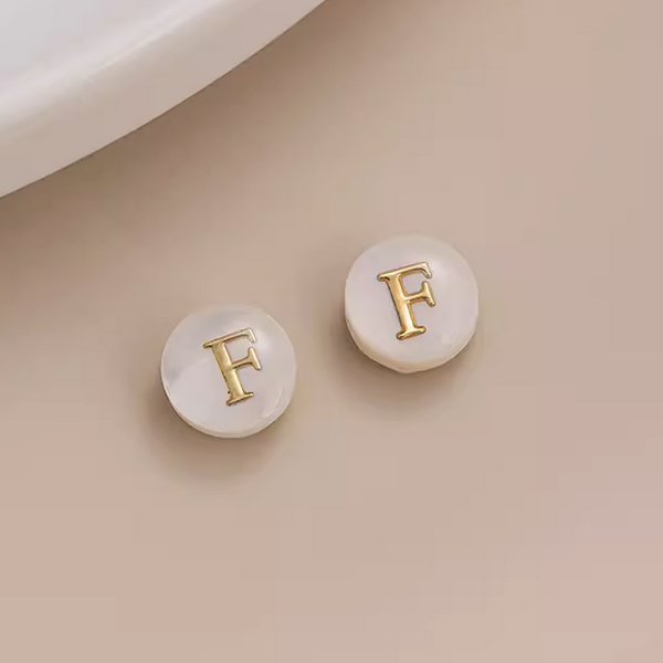 Shell Flat Beads Brass Gilded Letters Spacers Piece - PMSL-01