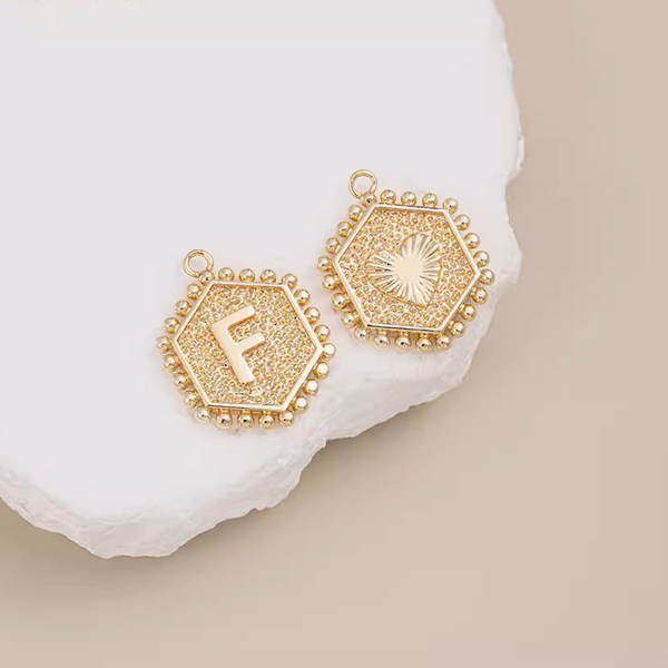 Brass Gilded Letter Words Pendant Piece Charms 14K Plated- PMAM-01