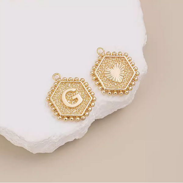 Brass Gilded Letter Words Pendant Piece Charms 14K Plated- PMAM-01
