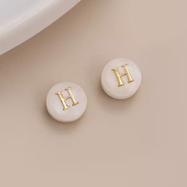 Shell Flat Beads Brass Gilded Letters Spacers Piece - PMSL-01