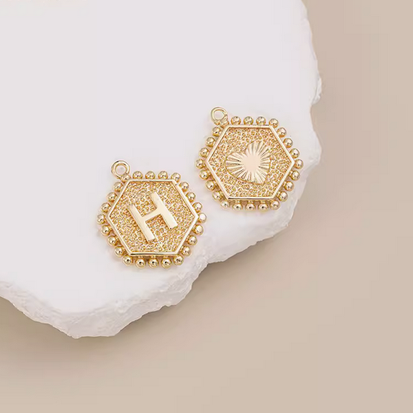 Brass Gilded Letter Words Pendant Piece Charms 14K Plated- PMAM-01