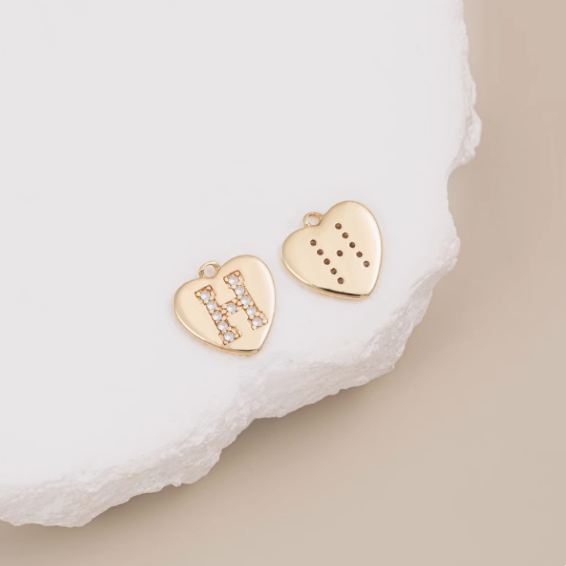 Brass Zircon Letters Words Pendant Piece 14K Plated-PMXS-01